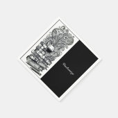 白黒の本とワイン4 スタンダードカクテルナプキン (角)