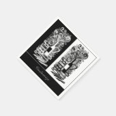 白黒の本とワイン スタンダードカクテルナプキン (角)