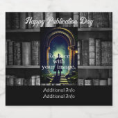 白黒の本棚の背素朴景 スパークリングワインラベル (シングルラベル)