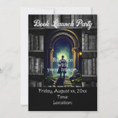 白黒の本棚の背素朴景 招待状 (正面)