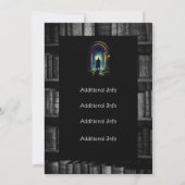 白黒の本棚の背素朴景 招待状 (裏面)