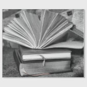 白黒の本 ラッピングペーパー (フラット)