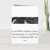 白黒の来閉じワイルドホースグリーティングカード カード (裏面)