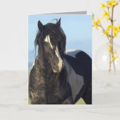 白黒の来閉じワイルドホースグリーティングカード カード (黄色い花)