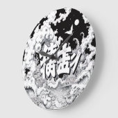 白黒の東京 ラージ壁時計 (傾斜)