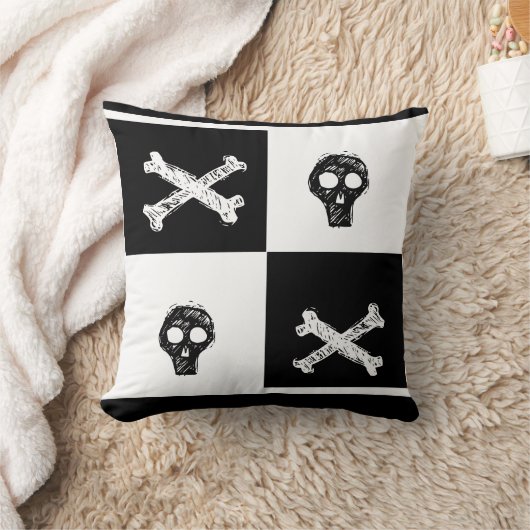 白黒の板市松模様にの模様 クッション (ブランケット)