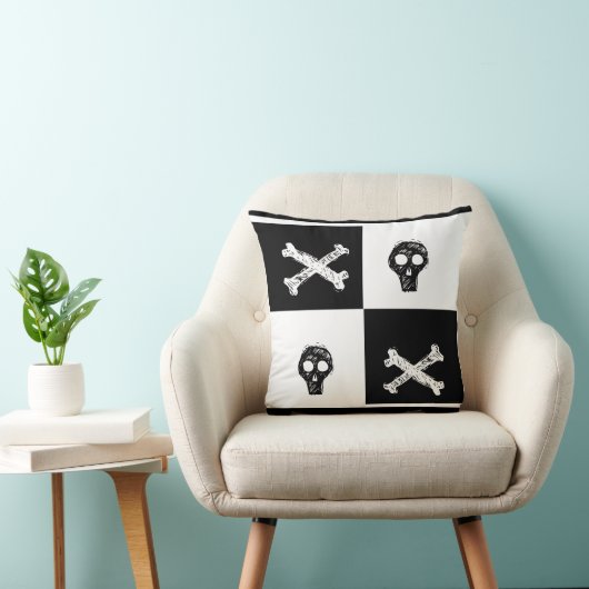 白黒の板市松模様にの模様 クッション (椅子)