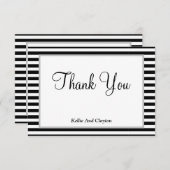 白黒の枠ストライプサンキューカード (正面/裏面)