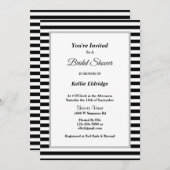 白黒の枠ストライプブライダルシャワー 招待状 (正面/裏面)