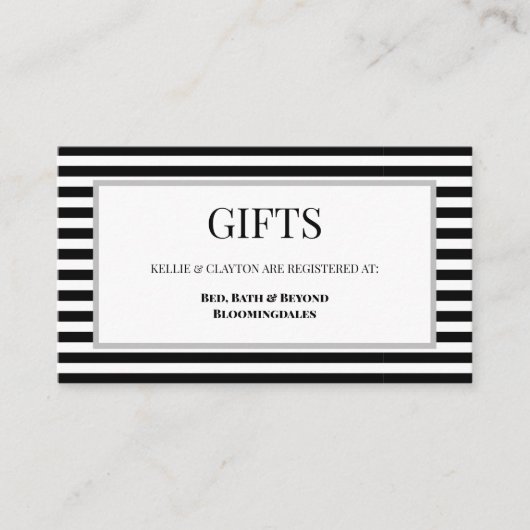白黒の枠ストライプ付きギフトエンクロージャカード エンクロージャーカード (正面)
