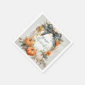 白黒の格子弓の感謝祭 スタンダードカクテルナプキン (角)