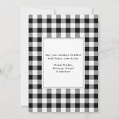 白黒の格子模様の写真アーチメリークリスマス シーズンカード (裏面)