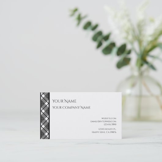 白黒の格子模様の名刺 名刺 (スタンド正面)