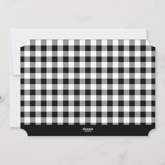 白黒の格子模様の文字カスタム写真 シーズンカード (裏面)