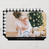 白黒の格子模様の文字カスタム写真 シーズンカード (正面/裏面)