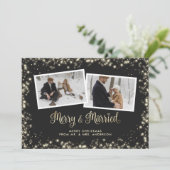 白黒の格子模様の新しい写真クリスマス シーズンカード (スタンド正面)