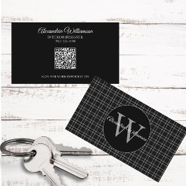 白黒の格子模様モノグラム 名刺