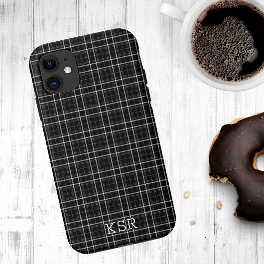 白黒の格子模様モノグラム Case-Mate iPhoneケース