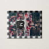 白黒の格子模様5写真（モノグラム） ジグソーパズル (横)