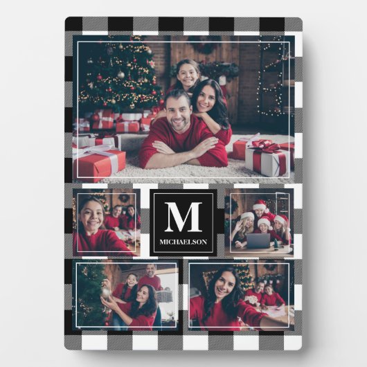 白黒の格子模様5写真（モノグラム） フォトプラーク (正面)