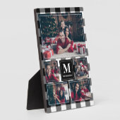 白黒の格子模様5写真（モノグラム） フォトプラーク (側面)