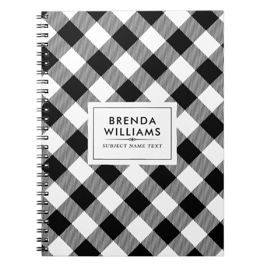 白黒の格子模様 ノートブック (正面)