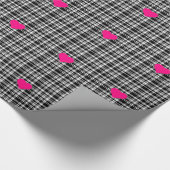 白黒の格子模様(ハート) ラッピングペーパー (角)