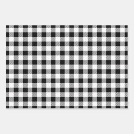 白黒の格子模様 ラッピングペーパーシート