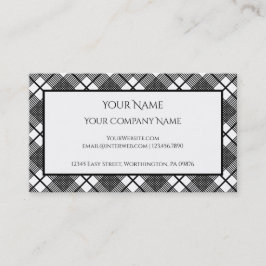白黒の格子模様（編集可能） 名刺