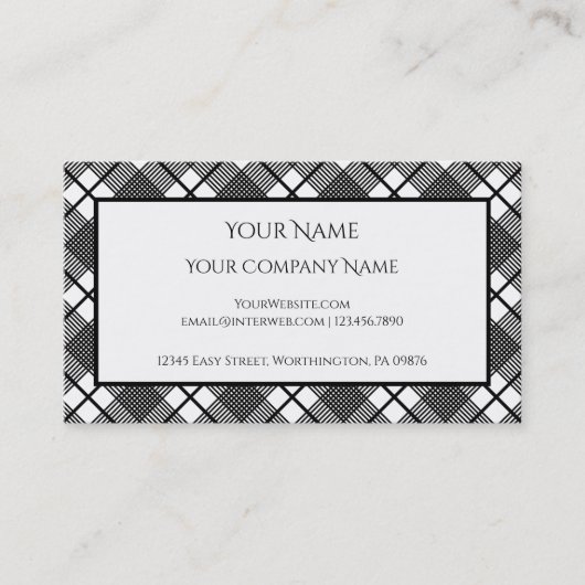 白黒の格子模様（編集可能） 名刺 (正面)