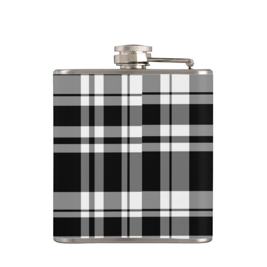 白黒の格子模様 – 雪の結晶 フラスク (裏面)