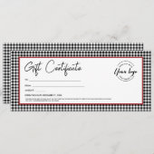 白黒の格子状のロゴ休日のギフト証明書 招待状 (正面/裏面)