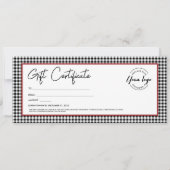 白黒の格子状のロゴ休日のギフト証明書 招待状 (正面)