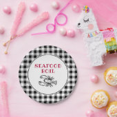 白黒の格子状シーフードボイルパーティー ペーパープレート (パーティー)