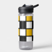 白黒の格子縞チェック ウォーターボトル (左面)