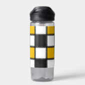 白黒の格子縞チェック ウォーターボトル (背面)