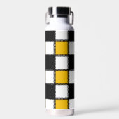 白黒の格子縞チェック ウォーターボトル (正面)