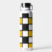 白黒の格子縞チェック ウォーターボトル (背面)