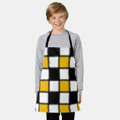 白黒の格子縞チェック エプロン (着用した状態)