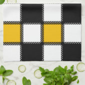 白黒の格子縞チェック キッチンタオル (折り畳み)