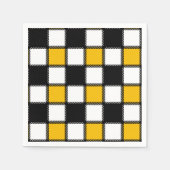 白黒の格子縞チェック スタンダードカクテルナプキン (正面)