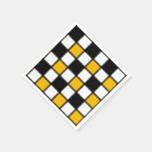白黒の格子縞チェック スタンダードカクテルナプキン (角)