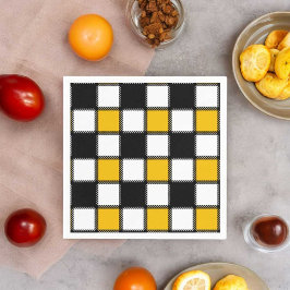 白黒の格子縞チェック スタンダードカクテルナプキン