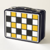 白黒の格子縞チェック メタルランチボックス (裏面)