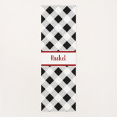 白黒の格子縞パーソナライズされた、 ヨガマット (正面)