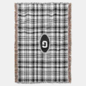 白黒の格子縞 スローブランケット (正面縦)