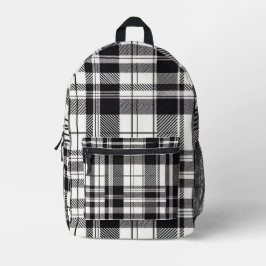 白黒の格子縞 プリントバックパック