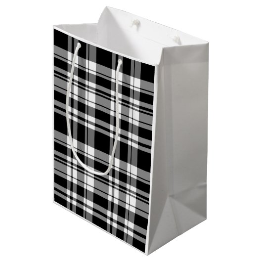 白黒の格子縞 ミディアムペーパーバッグ (正面アングル)