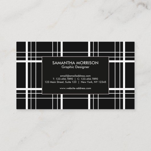 白黒の格子縞 名刺 (裏面)