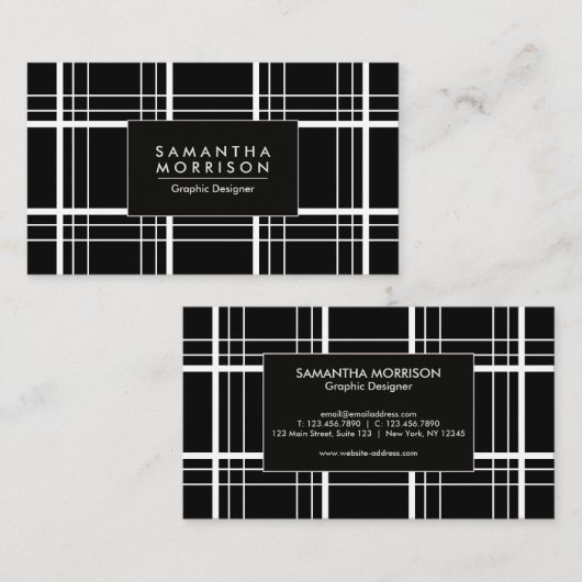 白黒の格子縞 名刺 (正面/裏面)